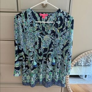 Lilly Pulitzer Blue and Green Patterned Blouse